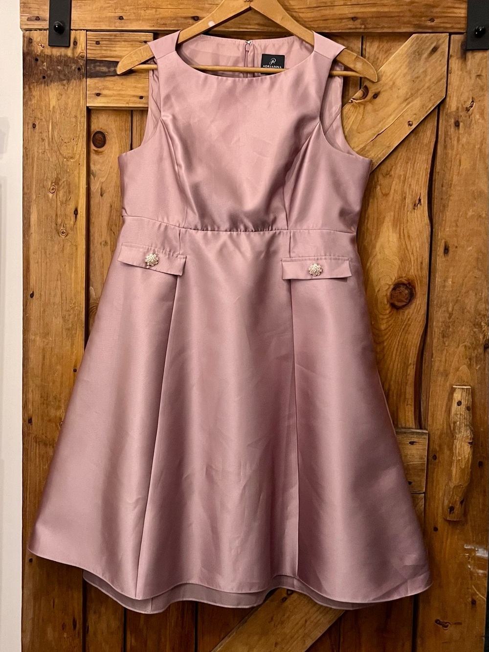 Adrianna Papell Dusty Rose Satin Fit & Flare Dress Size 16